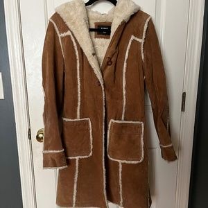 🧥Vintage B. MOSS Heavy Suede Hooded Coat🧥 Faux Fur lining, size M